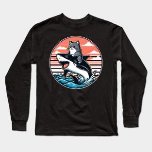 cute cat shark Long Sleeve T-Shirt